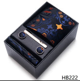 Conjunto Gravata Floral Marinho Laranja Sparka